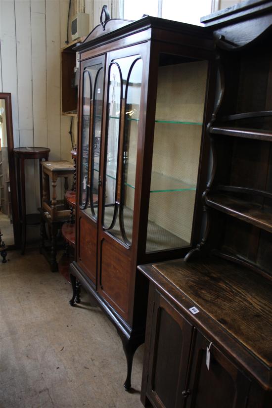 Edwardian mahogany and marquetry display cabinet